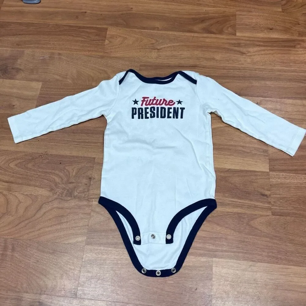 Carter's Baby Boys Future President Long Sleeve Single Bodysuit Ivory Size 24M